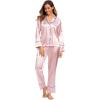 image:imageALCEA ROSEA Womens Silk Satin Pajamas Set 2 Piece Silky Pj Sets Sleepwear Loungewear Button Down Short Sleeve Bridesmaid Pjs