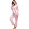 image:imageALCEA ROSEA Womens Silk Satin Pajamas Set 2 Piece Silky Pj Sets Sleepwear Loungewear Button Down Short Sleeve Bridesmaid Pjs