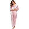 image:imageALCEA ROSEA Womens Silk Satin Pajamas Set 2 Piece Silky Pj Sets Sleepwear Loungewear Button Down Short Sleeve Bridesmaid Pjs