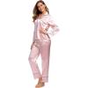 image:imageALCEA ROSEA Womens Silk Satin Pajamas Set 2 Piece Silky Pj Sets Sleepwear Loungewear Button Down Short Sleeve Bridesmaid Pjs