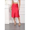 image:imageALCEA ROSEA Womens Satin High Waisted Silk Aline Wedding Elegant Elastic Midi Maxi SkirtWine Red