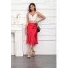image:imageALCEA ROSEA Womens Satin High Waisted Silk Aline Wedding Elegant Elastic Midi Maxi SkirtWine Red