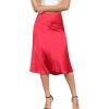 image:imageALCEA ROSEA Womens Satin High Waisted Silk Aline Wedding Elegant Elastic Midi Maxi SkirtWine Red