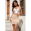 image:imageALCEA ROSEA Womens Satin Mini Lace Trim Split Skirt Split Hem High Waist ALine Short Bodycon Skirt 7806Beige