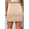 image:imageALCEA ROSEA Womens Satin Mini Lace Trim Split Skirt Split Hem High Waist ALine Short Bodycon Skirt 7806Beige