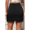 image:imageALCEA ROSEA Womens Satin Mini Lace Trim Split Skirt Split Hem High Waist ALine Short Bodycon Skirt 7806Black