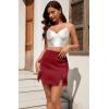image:imageALCEA ROSEA Womens Satin Mini Lace Trim Split Skirt Split Hem High Waist ALine Short Bodycon Skirt 7806Burgundy