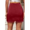 image:imageALCEA ROSEA Womens Satin Mini Lace Trim Split Skirt Split Hem High Waist ALine Short Bodycon Skirt 7806Burgundy