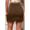 image:imageALCEA ROSEA Womens Satin Mini Lace Trim Split Skirt Split Hem High Waist ALine Short Bodycon Skirt 7806Khaki