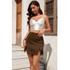 image:imageALCEA ROSEA Womens Satin Mini Lace Trim Split Skirt Split Hem High Waist ALine Short Bodycon Skirt 7806Khaki