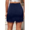 image:imageALCEA ROSEA Womens Satin Mini Lace Trim Split Skirt Split Hem High Waist ALine Short Bodycon Skirt 7806Navy