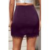 image:imageALCEA ROSEA Womens Satin Mini Lace Trim Split Skirt Split Hem High Waist ALine Short Bodycon Skirt 7806Plum