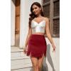 image:imageALCEA ROSEA Womens Satin Mini Lace Trim Split Skirt Split Hem High Waist ALine Short Bodycon Skirt 7806Wine