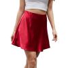 image:imageALCEA ROSEA Womens Elegant Silky Satin Mini Skirt High Waist Short Skirt Leopard Print Mini A Line Skirts for WomenChili