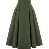 image:imageALCEA ROSEA Womens Midi Plaid Skirt High Elastic Waist Aline Vintage Pleated Long Skirts 7899Army Green