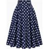 image:imageALCEA ROSEA Womens Midi Plaid Skirt High Elastic Waist Aline Vintage Pleated Long Skirts 7899Dark Blue