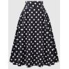 image:imageALCEA ROSEA Womens Midi Plaid Skirt High Elastic Waist Aline Vintage Pleated Long Skirts 7899Jet Black