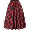 image:imageALCEA ROSEA Womens Midi Plaid Skirt High Elastic Waist Aline Vintage Pleated Long Skirts 7899Plaid Red