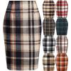 image:imageALCEA ROSEA Womens Midi Plaid Skirt Vintage Pencil Wool Skirt with Slit 7898Pink