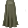 image:imageALCEA ROSEA Womens Satin High Waisted Silky Midi Skirt Elastic Aline Skirt for Wedding Party Work7307army Green