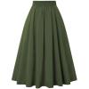 image:imageALCEA ROSEA Womens Midi Plaid Skirt High Elastic Waist Aline Vintage Pleated Long Skirts 7899Army Green