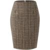 image:imageALCEA ROSEA Womens Midi Plaid Skirt Vintage Pencil Wool Skirt with Slit 7898Light Coffee