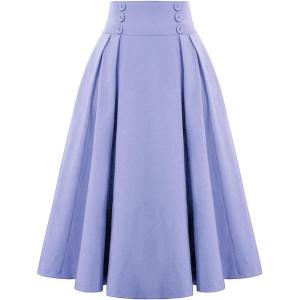 image:imageALCEA ROSEA Womens Midi Plaid Skirt High Elastic Waist Aline Vintage Pleated Long Skirts 7899Violet