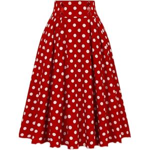 image:imageALCEA ROSEA Womens Midi Plaid Skirt High Elastic Waist Aline Vintage Pleated Long Skirts 7899Wine