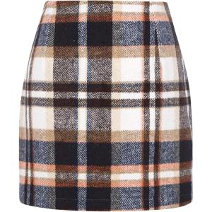 image:imageALCEA ROSEA Womens Wool Plaid Skirt Bodycon Pencil High Waist Mini Skirts 7897Brown
