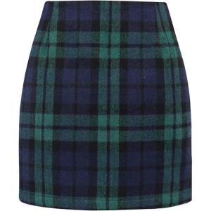 image:imageALCEA ROSEA Womens Wool Plaid Skirt Bodycon Pencil High Waist Mini Skirts 7897Dark Green
