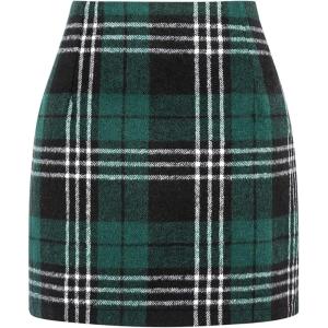 image:imageALCEA ROSEA Womens Wool Plaid Skirt Bodycon Pencil High Waist Mini Skirts 7897Green