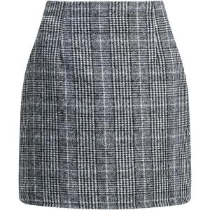 image:imageALCEA ROSEA Womens Wool Plaid Skirt Bodycon Pencil High Waist Mini Skirts 7897Grid Black