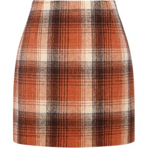 image:imageALCEA ROSEA Womens Wool Plaid Skirt Bodycon Pencil High Waist Mini Skirts 7897Orange
